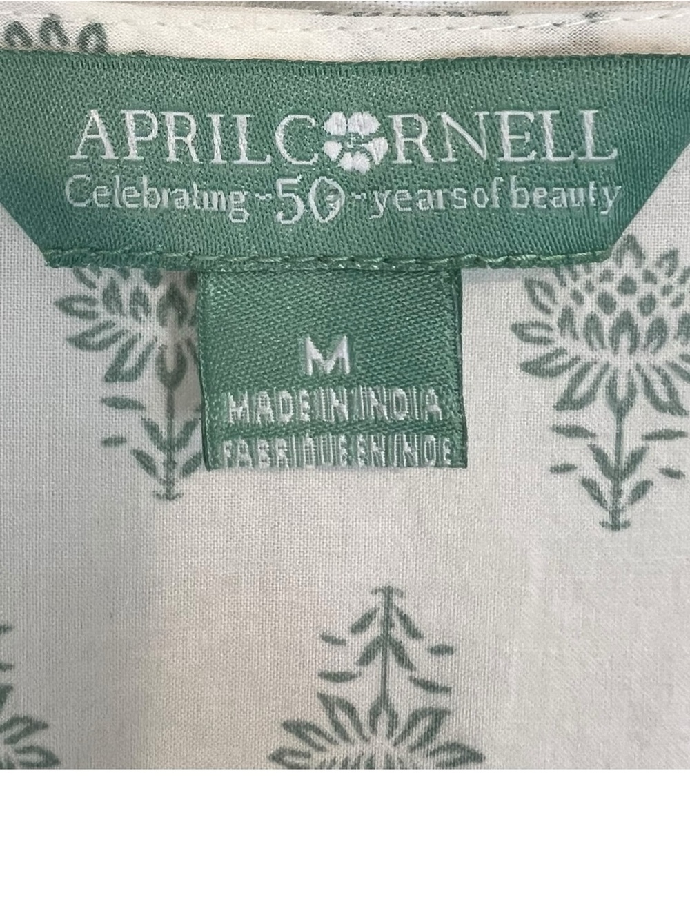 April Cornell Prairie floral cottagecore maxi Dress tiered lace inserts medium - Picture 5 of 14